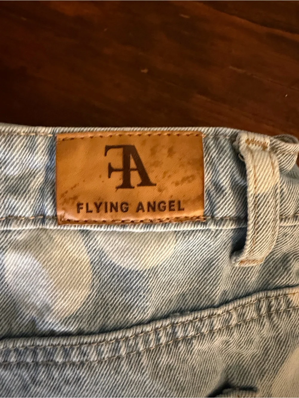 Flying Angel Floral Print Light Blue Wide Leg High Rise Jeans, Size 30 - Picture 8 of 8